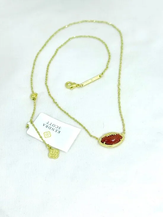 Kendra Scott Goldstone Football Pendant w/Adjustable Chain New in Box - Picture 3 of 13